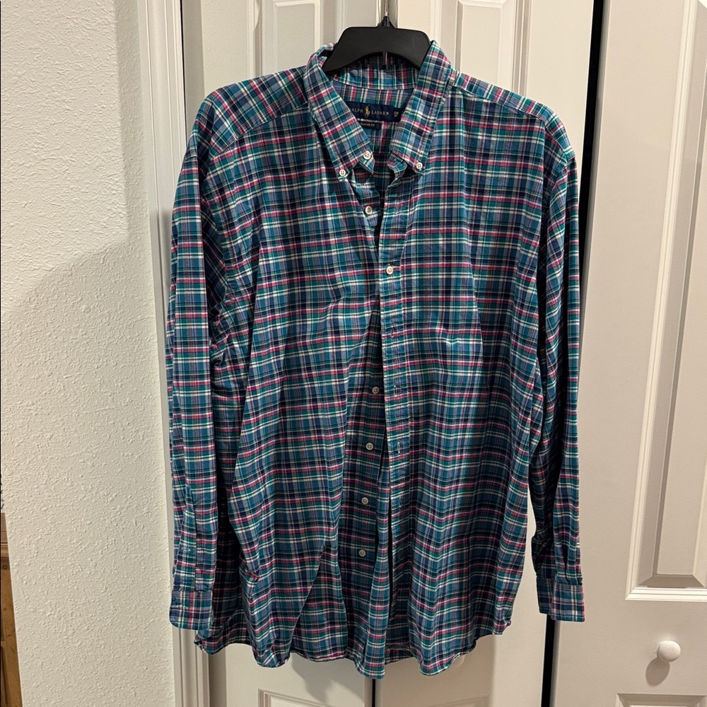 Polo by Ralph Lauren Blue and Green Plaid Shirt